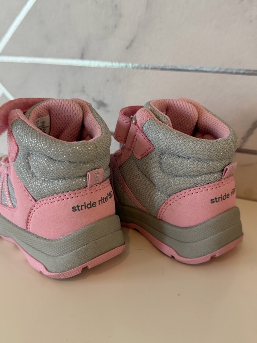 Stride Rite Pink and Gray toddler girl Hiker Boots - Picture 2 of 4